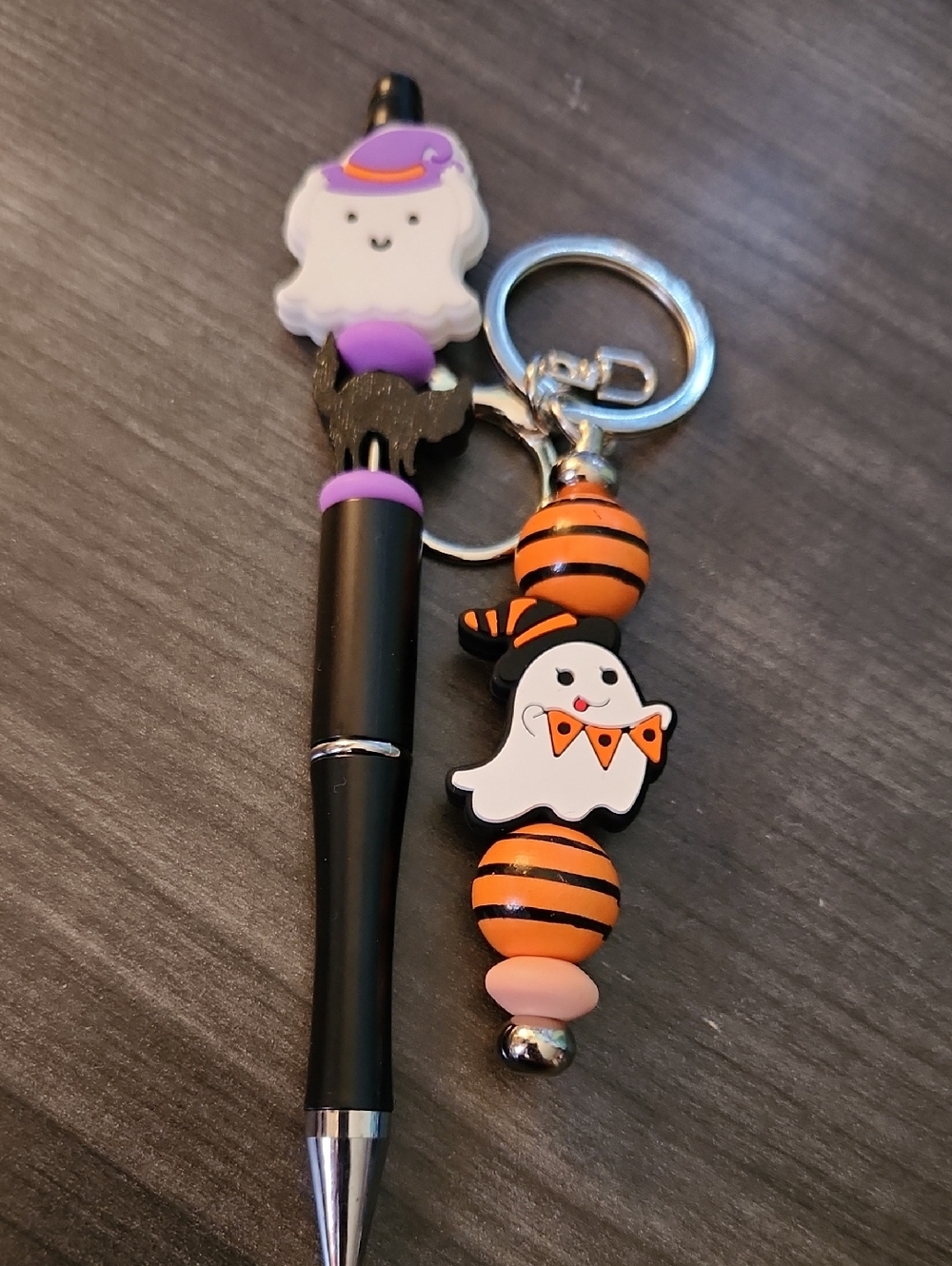 Halloween Ghost Beaded Pen & Keychain